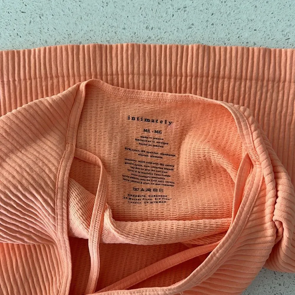 Free People Mmkay Seamless Tank Mango Ribbed High Neck Crisscross M/L *